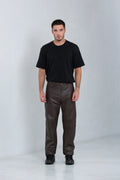 Calça de couro bovino masculina, modelo Arven Alfaiataria — Magon Concepth