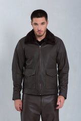 Jaqueta Aviator de Couro Bovino Stone