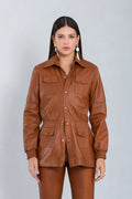 Parka Ayla de Couro Pelica Whisky