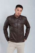 Jaqueta de couro pelica masculina marrom, modelo Bull — Magon Concepth