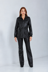 Parka Ayla de Couro Pelica Preto