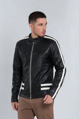 Jaqueta Racer de Couro Pelica Preto