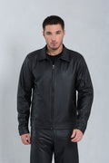 Jaqueta de couro bovino masculina preta, modelo Thalen — Magon Concepth