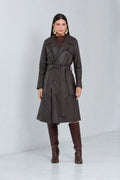Trench Coat Midi Zafira de Couro Bovino Dark