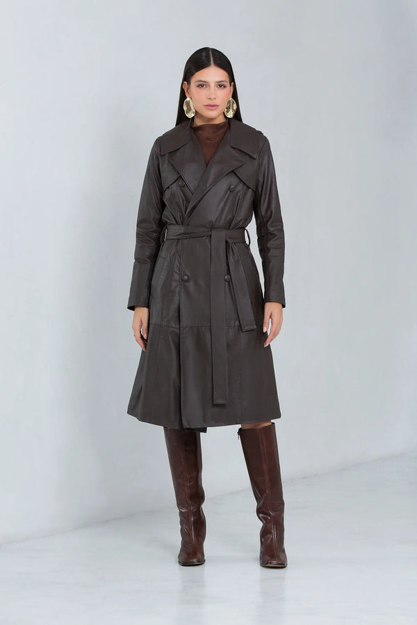 Trench Coat de Couro 