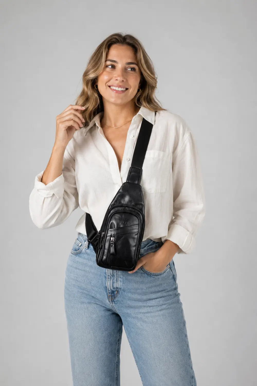 Shoulder Bag Nero de Couro Marrom