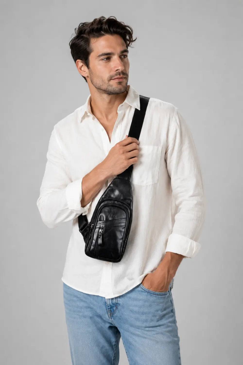 Shoulder Bag Nero de Couro Preto