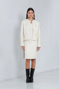 Jaqueta Alira de Couro Pelica Off White
