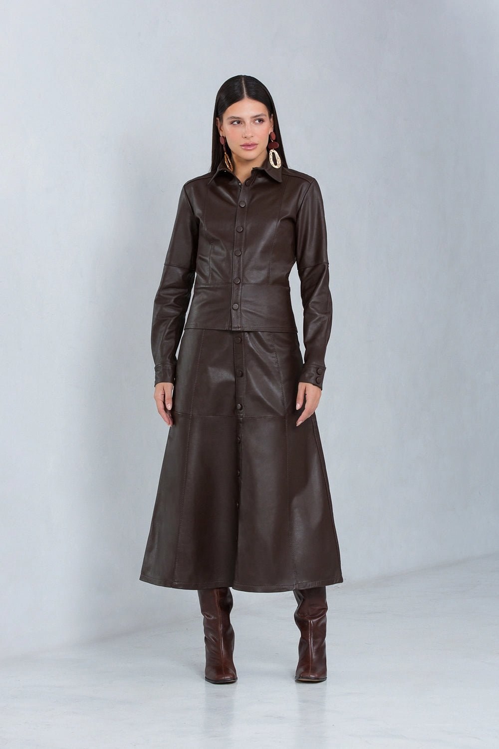 Camisa Aveline de Couro Pelica Brown