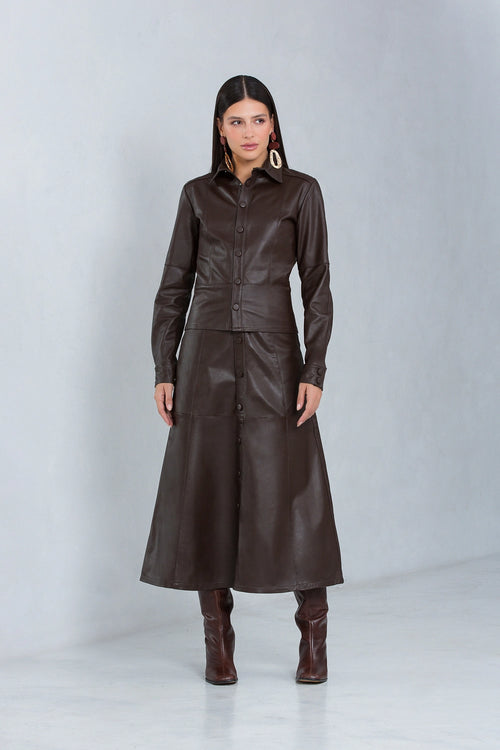 Camisa Aveline de Couro Pelica Brown
