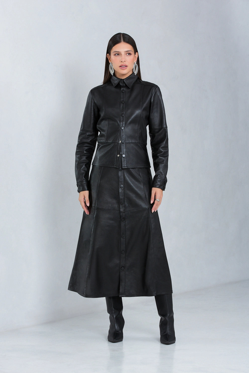 Camisa Aveline de Couro Pelica Preto