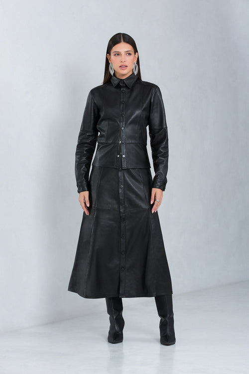 Camisa Aveline de Couro Pelica Preto