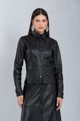 Camisa Aveline de Couro Pelica Preto
