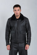 Jaqueta Aviator de Couro Bovino Preto