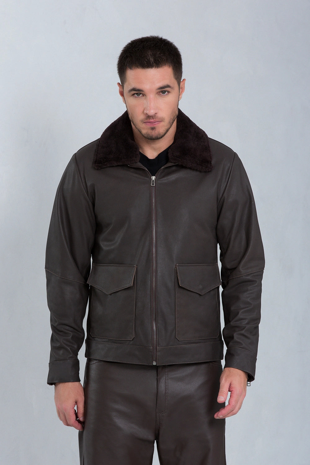 Jaqueta Aviator de Couro Bovino Stone