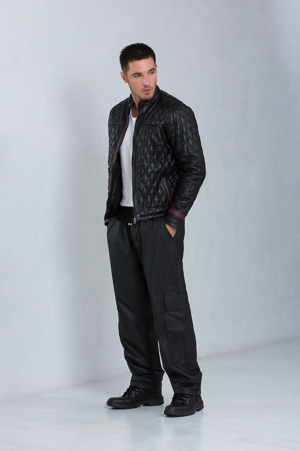 Jaqueta de couro pelica masculina preta, modelo Axton — imagem 4, Magon Concepth