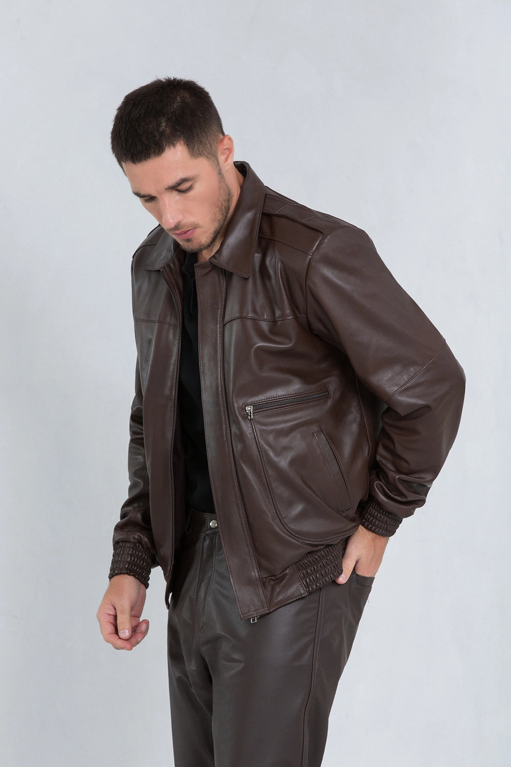 Jaqueta Blouson de Couro Pelica Brown