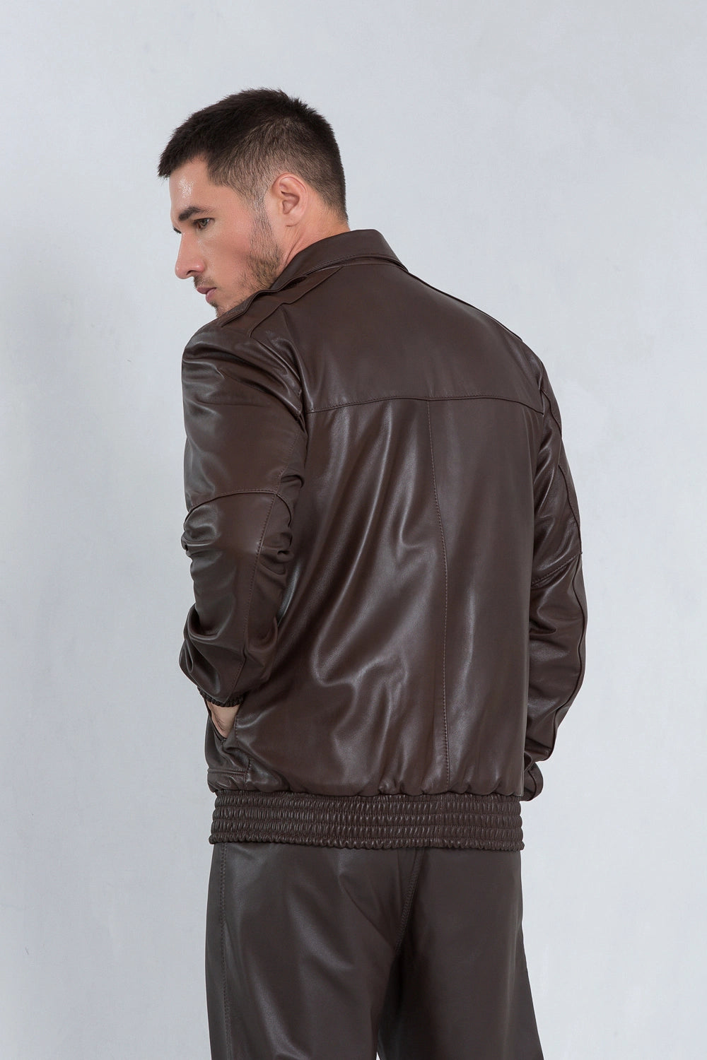 Jaqueta de couro pelica masculina marrom, modelo Blouson — imagem 3, Magon Concepth
