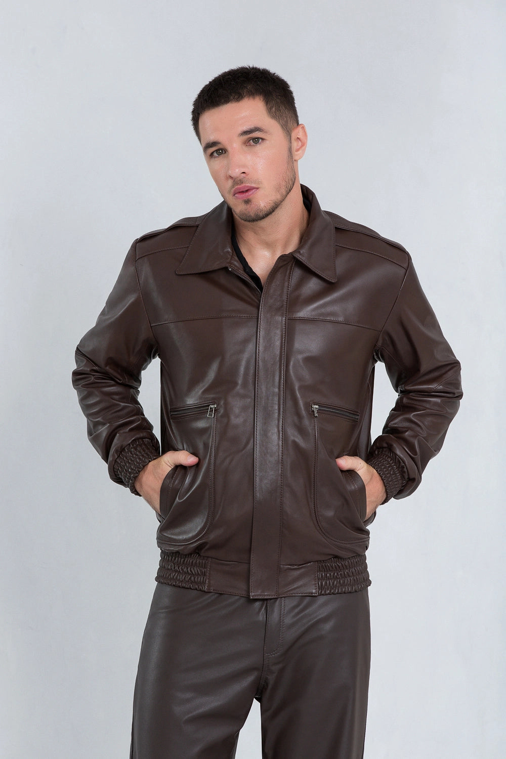 Jaqueta Blouson de Couro Pelica Brown
