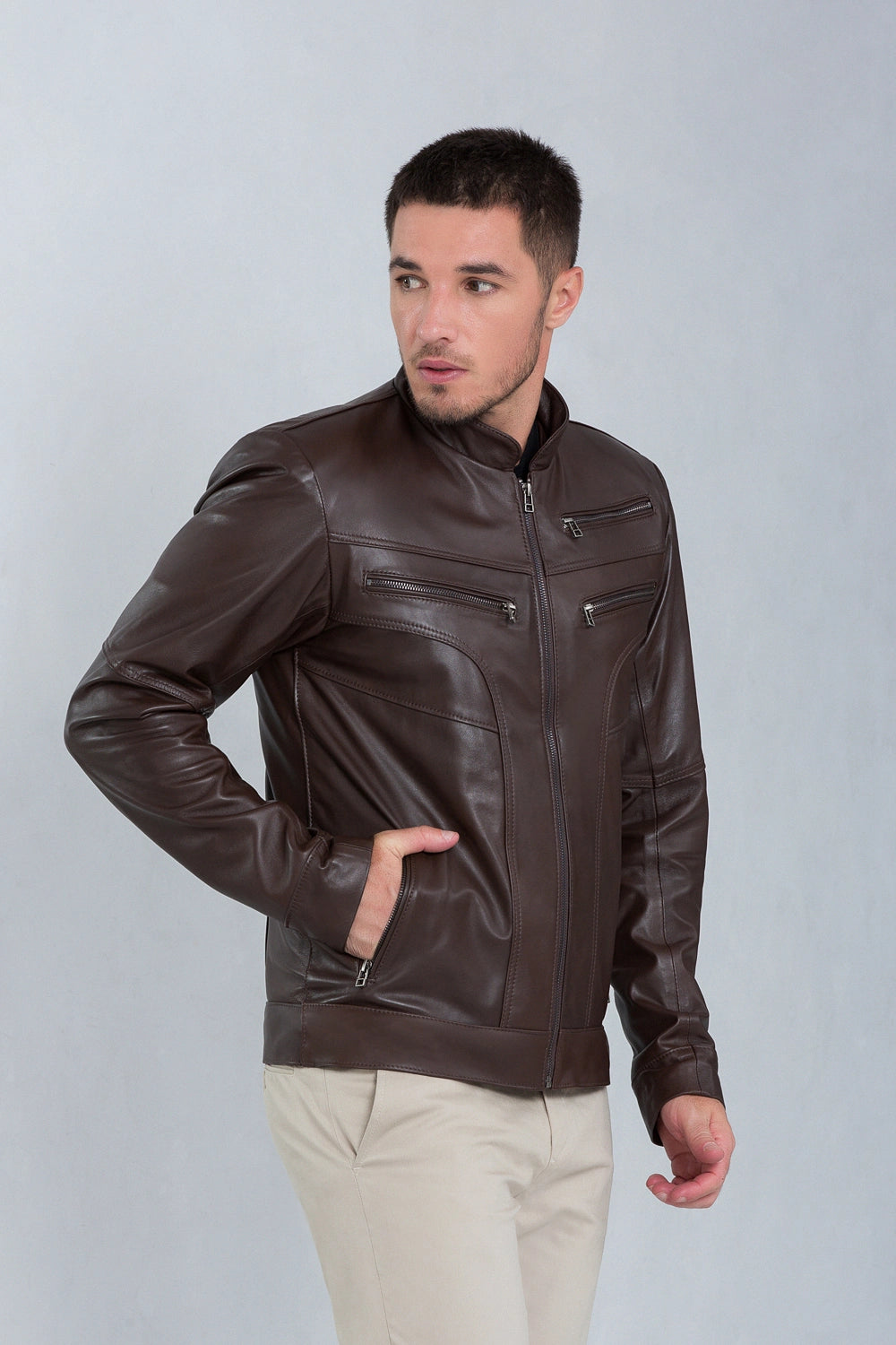 Jaqueta Bull de Couro Pelica Brown