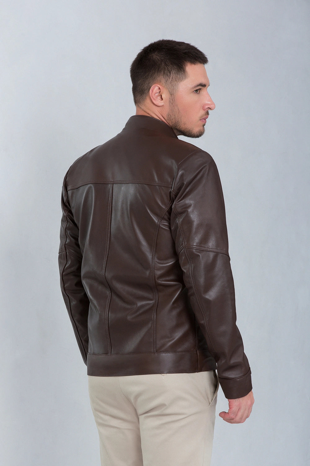 Jaqueta de couro pelica masculina marrom, modelo Bull — imagem 4, Magon Concepth