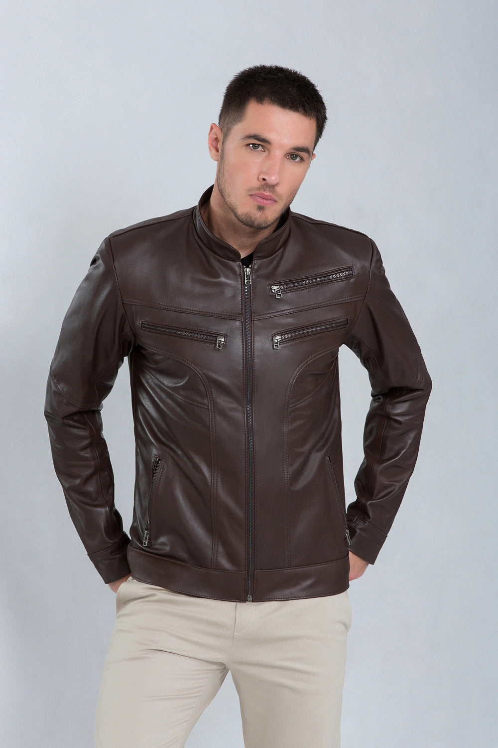 Jaqueta Bull de Couro Pelica Brown