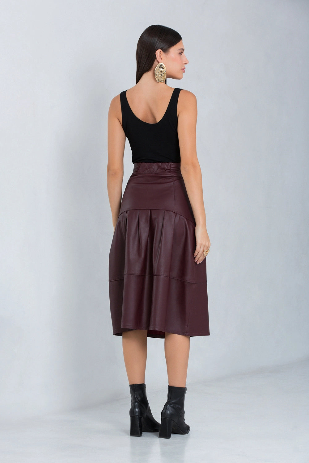 Saia de couro bovino feminina, modelo Catarina Midi — imagem 3, Magon Concepth