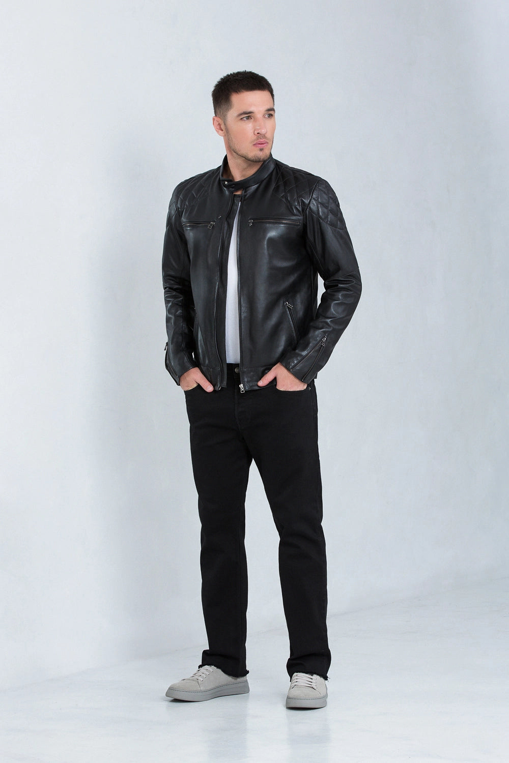 Jaqueta David de Couro Pelica Preto