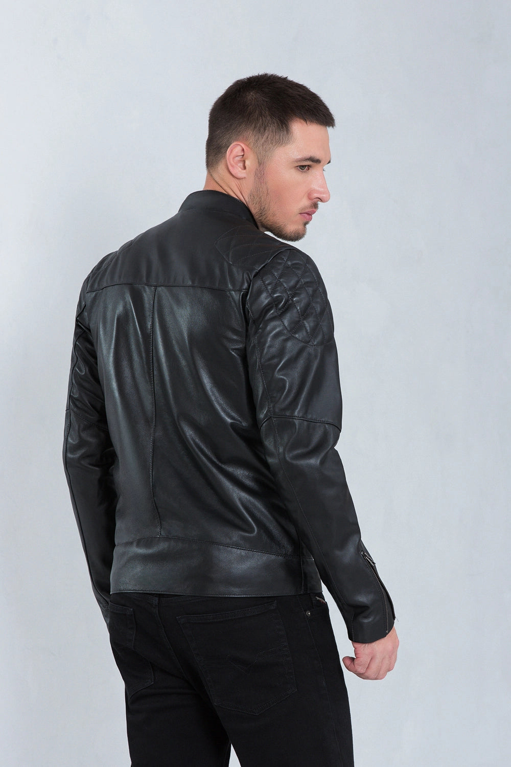 Jaqueta David de Couro Pelica Preto