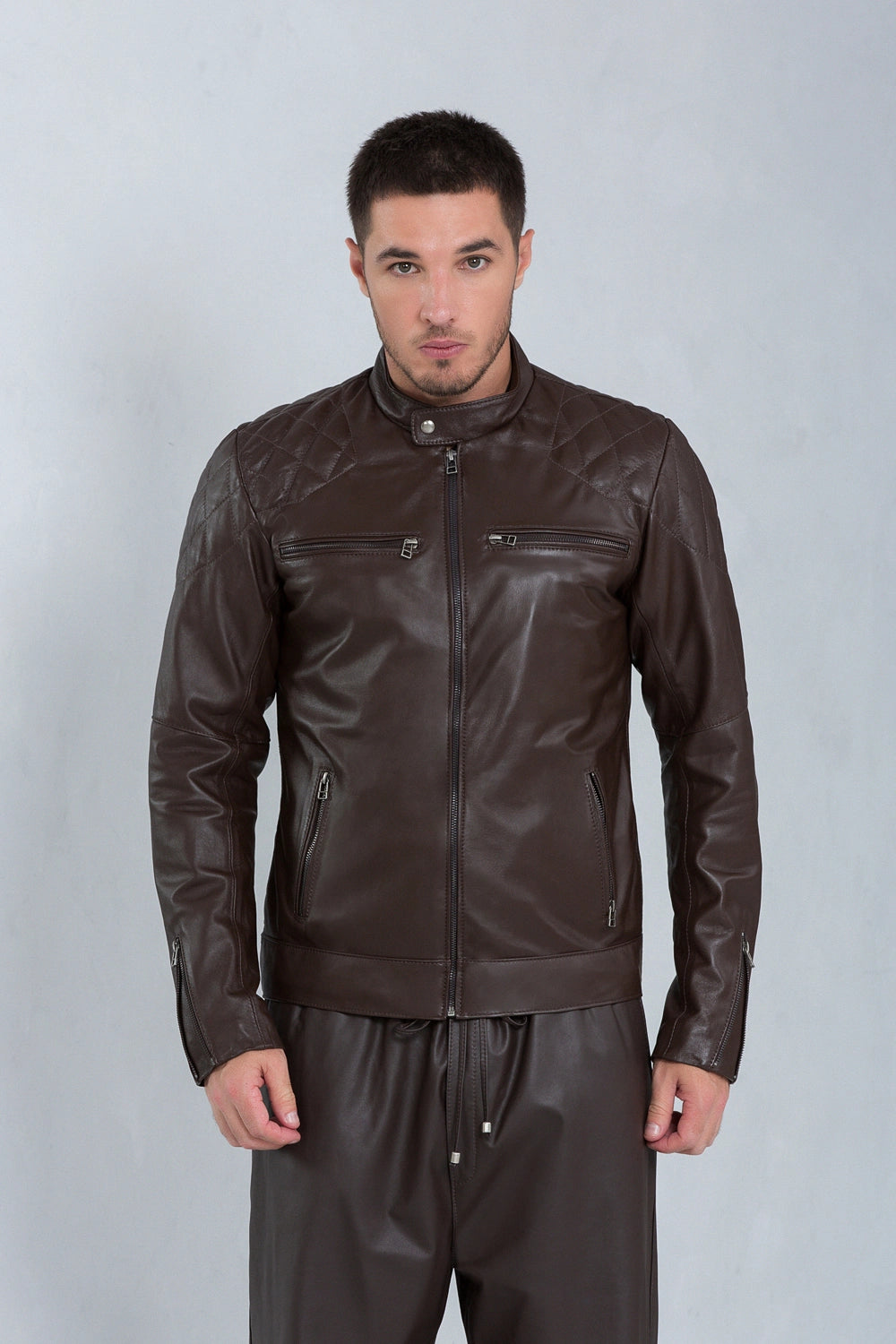 Jaqueta David de Couro Pelica Brown