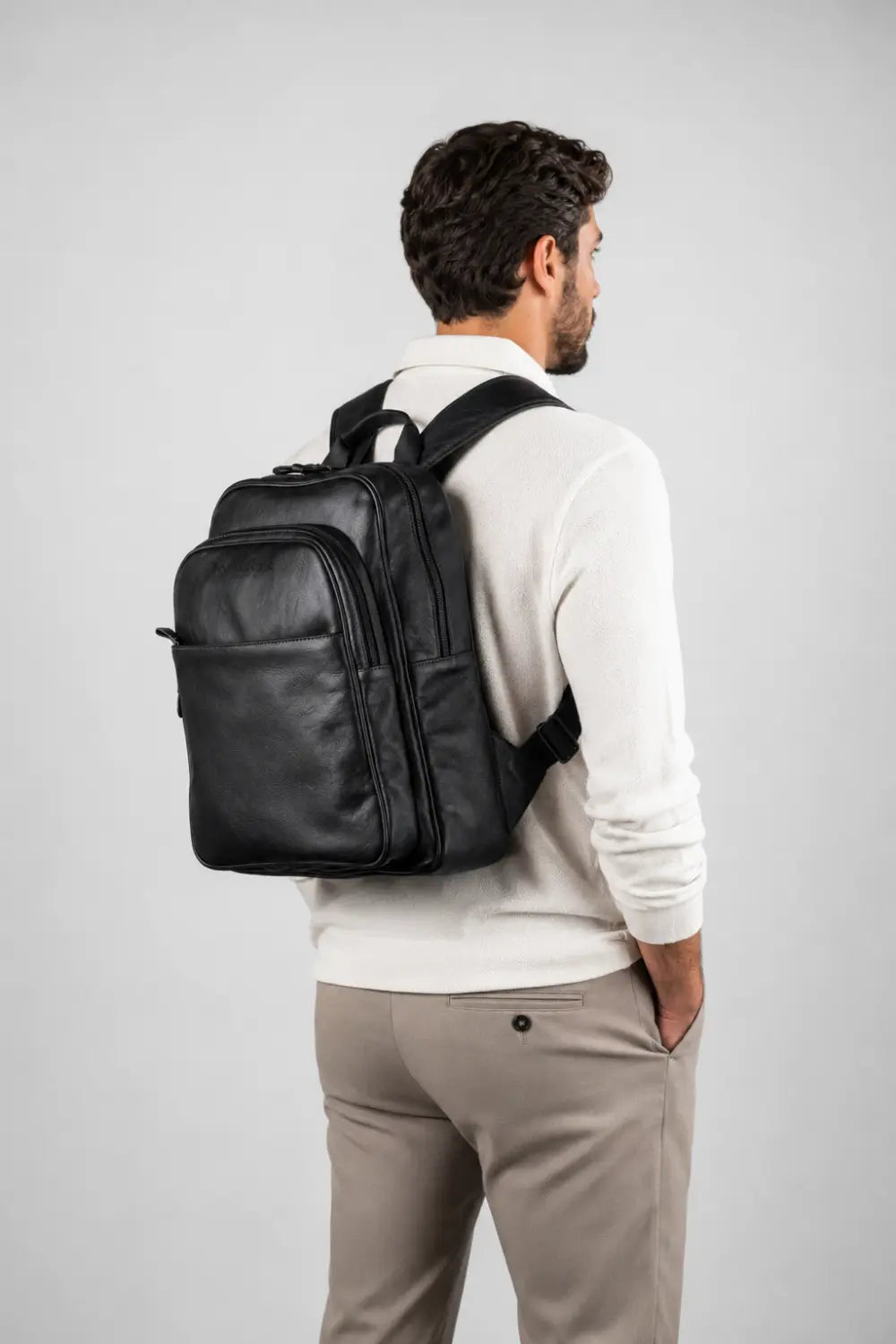 Mochila Lior de Couro Preto