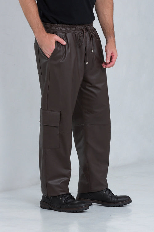 Calça Doran Cargo de Couro Bovino Dark