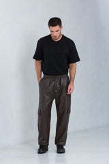 Calça Doran Cargo de Couro Bovino Dark