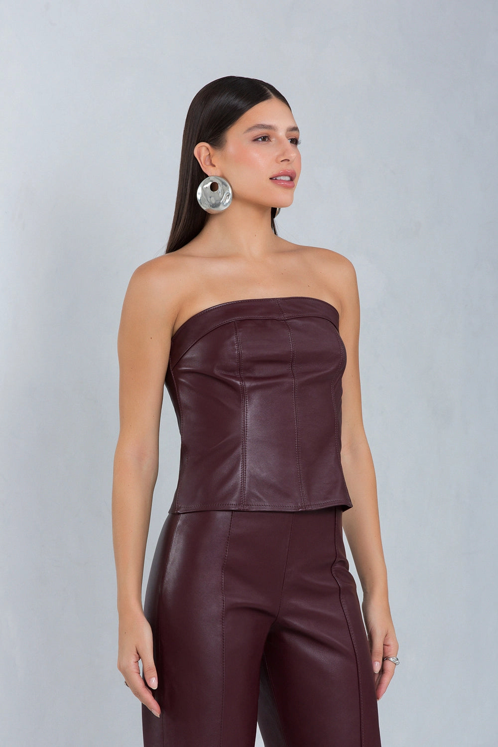 Cropped Corset Jade de Couro Pelica Andorra