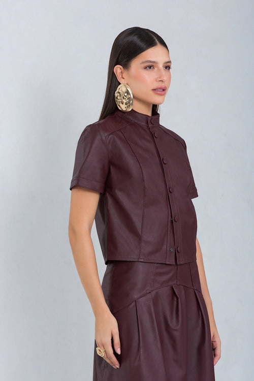 Camisa Mya Cropped de Couro Bovino Andorra