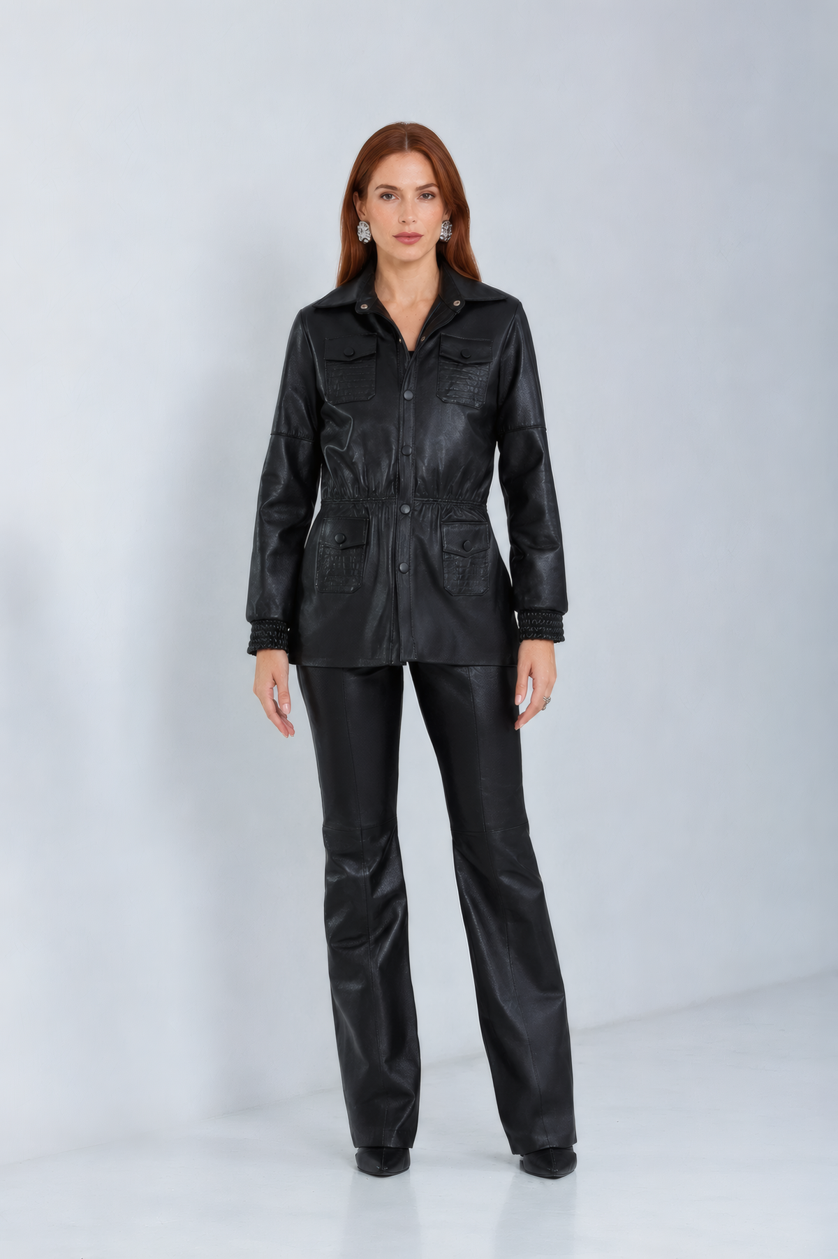 Parka Ayla de Couro Pelica Preto