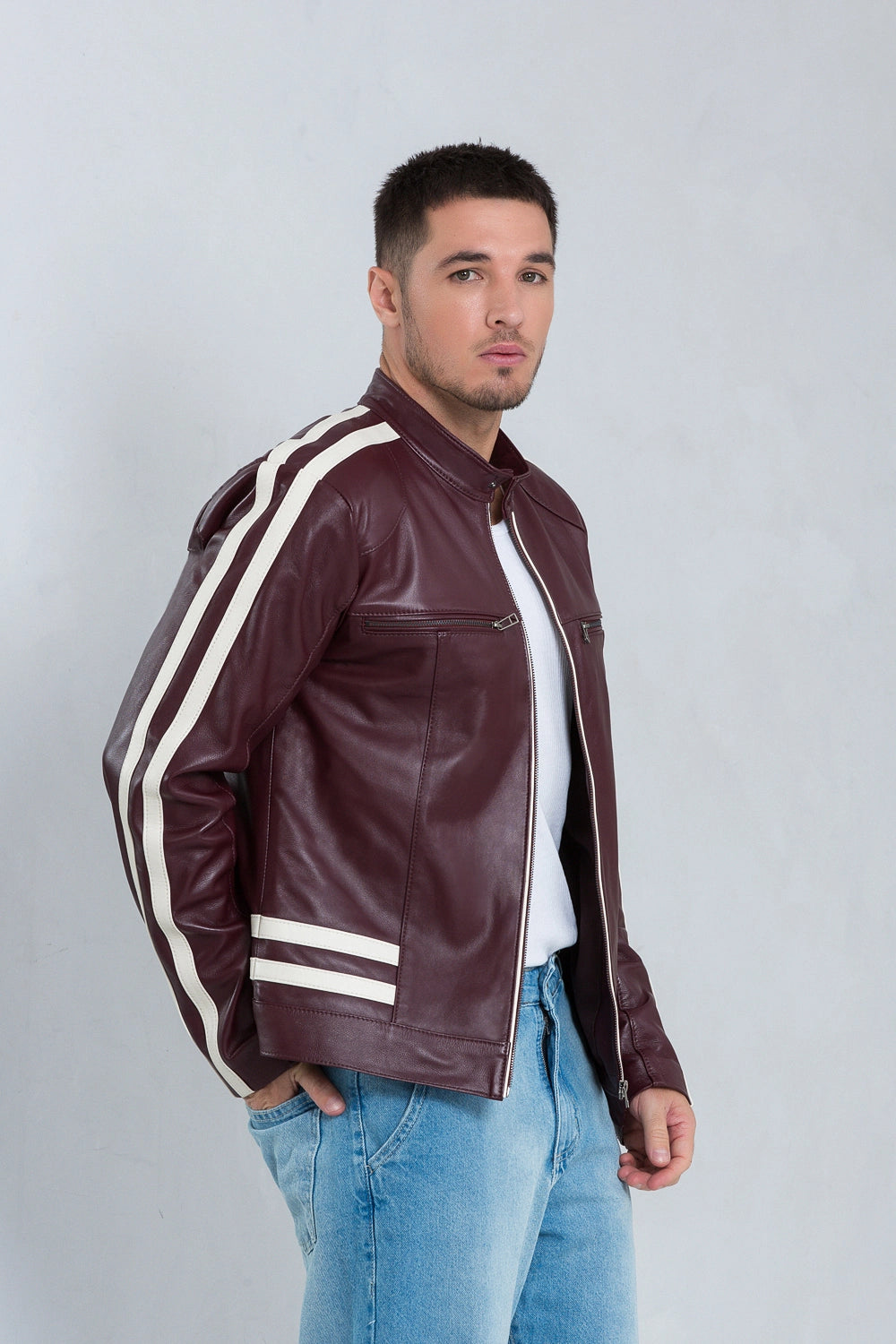 Jaqueta Racer de Couro Pelica Andorra