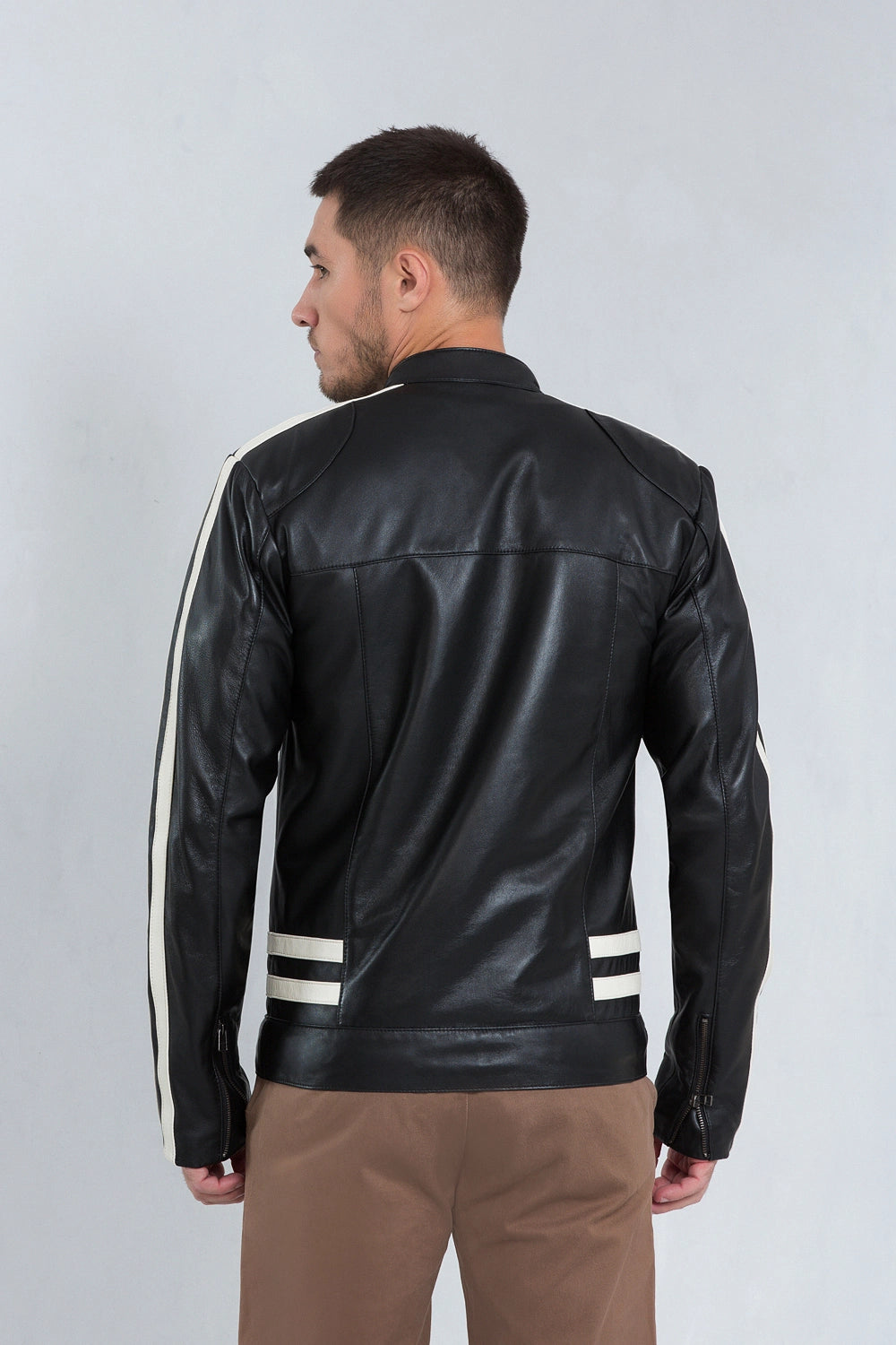 Jaqueta de couro pelica masculina preta, modelo Racer — imagem 3, Magon Concepth