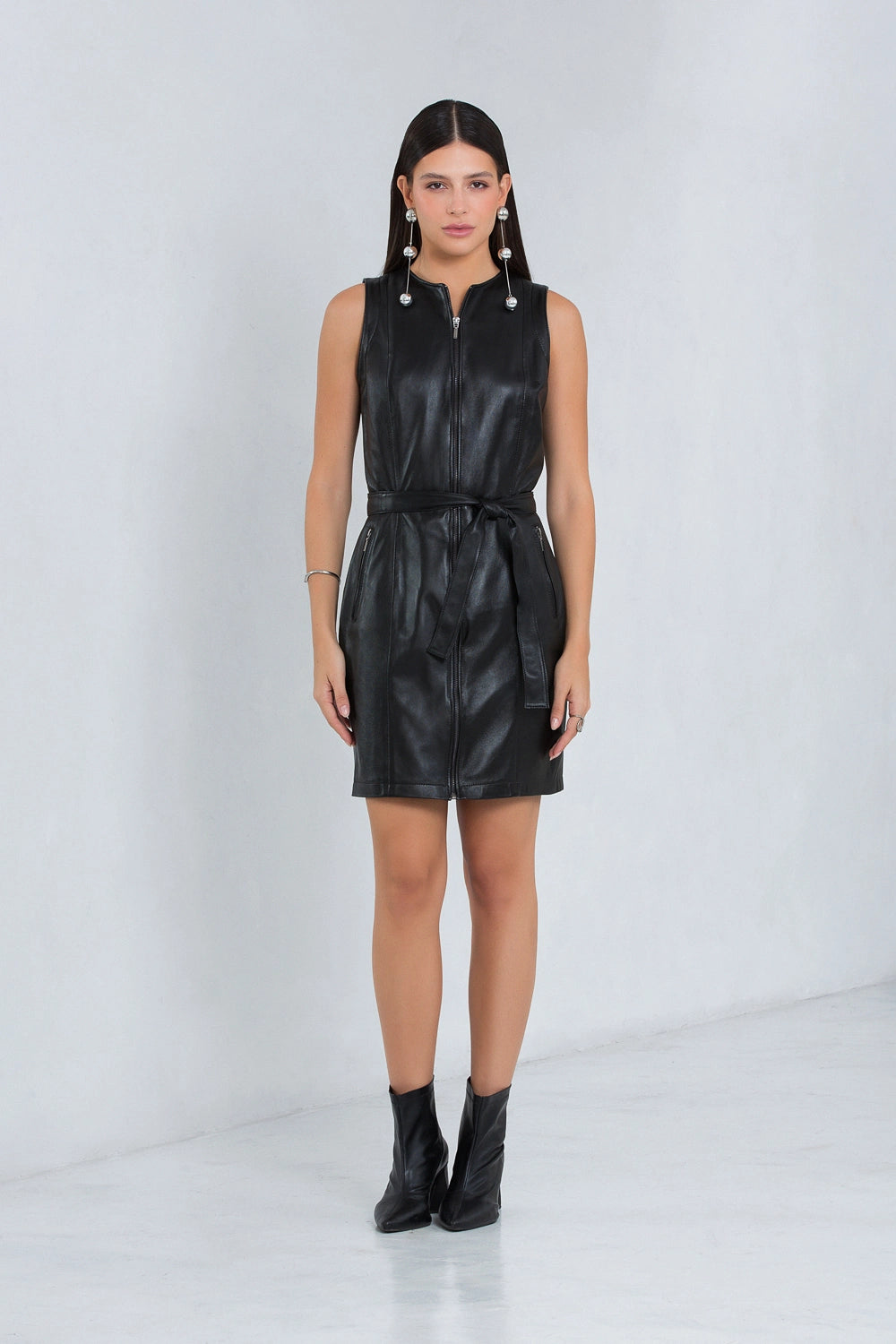 Vestido Samira de Couro Pelica Preto